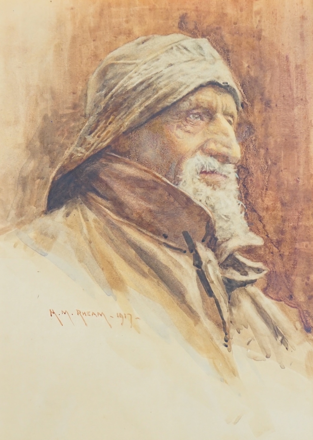 Henry Meynell Rheam (British 1859-1920), Portrait of an old fisherman, watercolour, 32 x 23cm